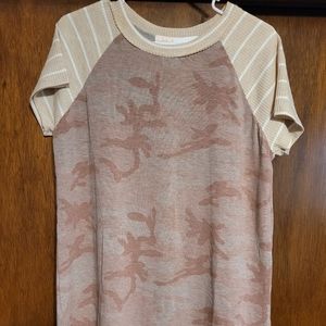 NWT- Burgundy and Oatmeal Camo top